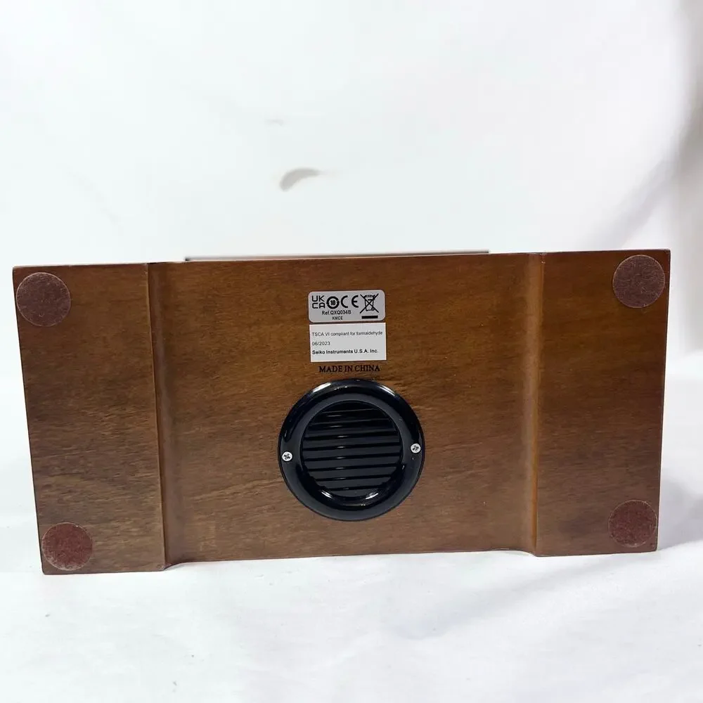 Seiko Baron Brown Wood Gold Mantel Pendulum Clock Dual Chimes QXQ034B New